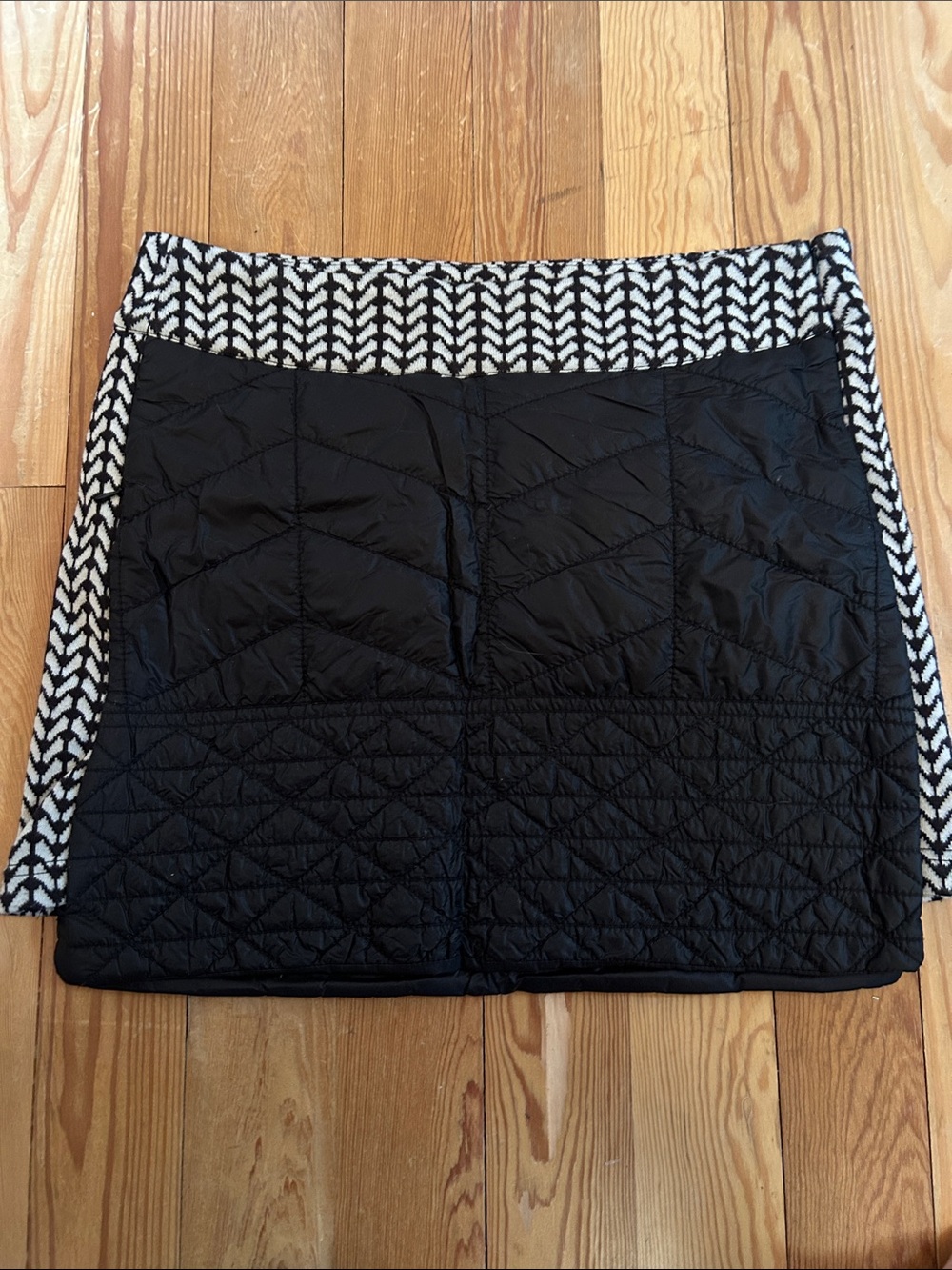 Krimson Klover Black Quilted Mini Skirt with Black & White Patterned Waistband